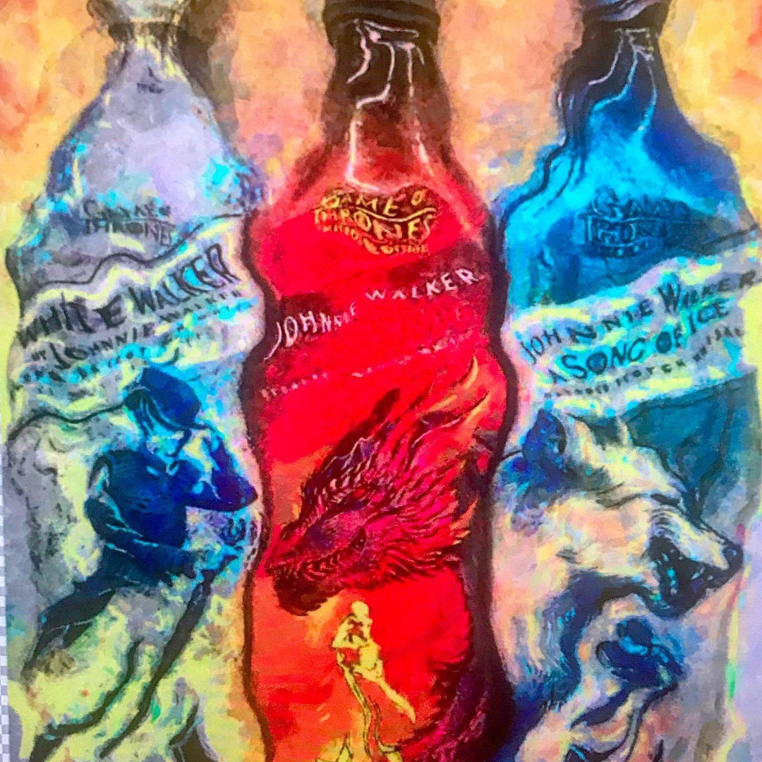 #johnnywalkerwhiskey #johnnywalker #johnnywalkergameofthrones #ontheeasel #workinprogress... - Drunk Girl Art