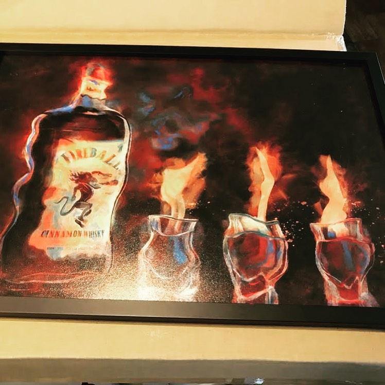 #fireballwhiskey 🥃 My painting framed... - Drunk Girl Art