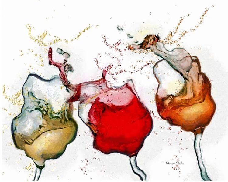 Wine Paintings Red Wine Art Red White Wine Art Wine Artist - Drunk Girl Art