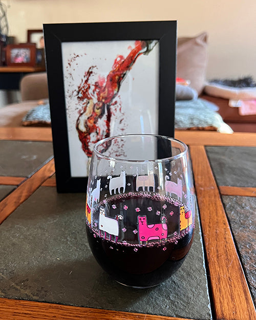 Crazy Cat Stemless Wine Glasses