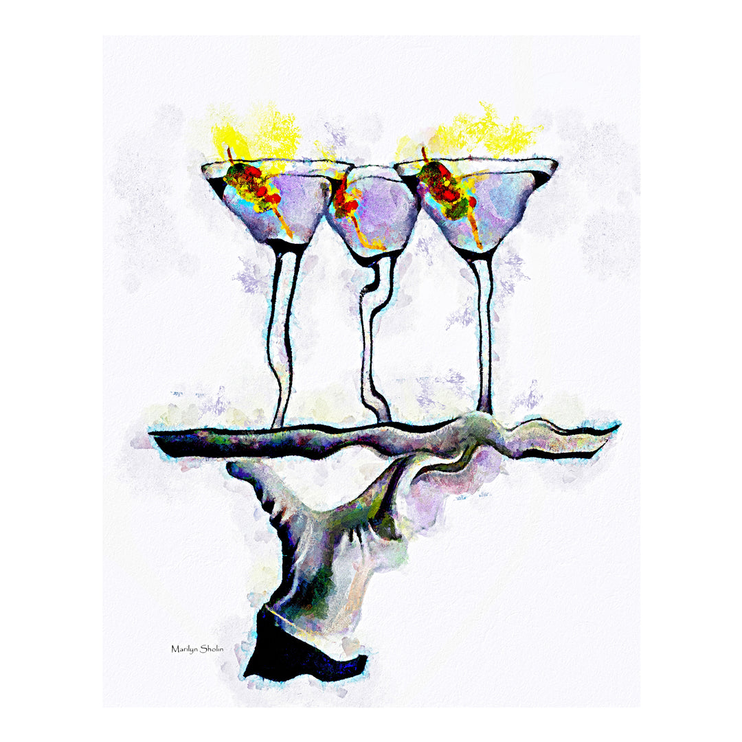 Three Martini for Me - Drunk Girl Art