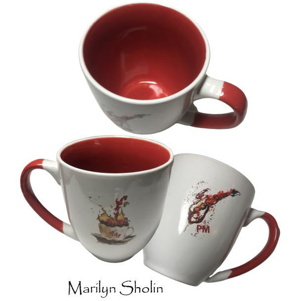 Drunk Girl AM/PM Red Mug - Drunk Girl Art
