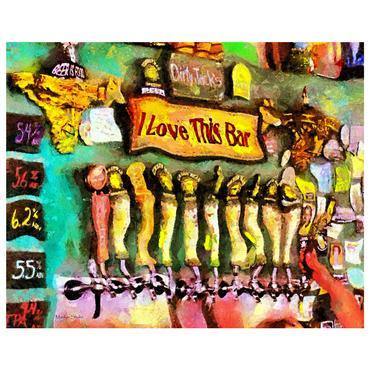 "I LOVE THIS BAR" Dye Infused Metal 8x12 - Drunk Girl Art
