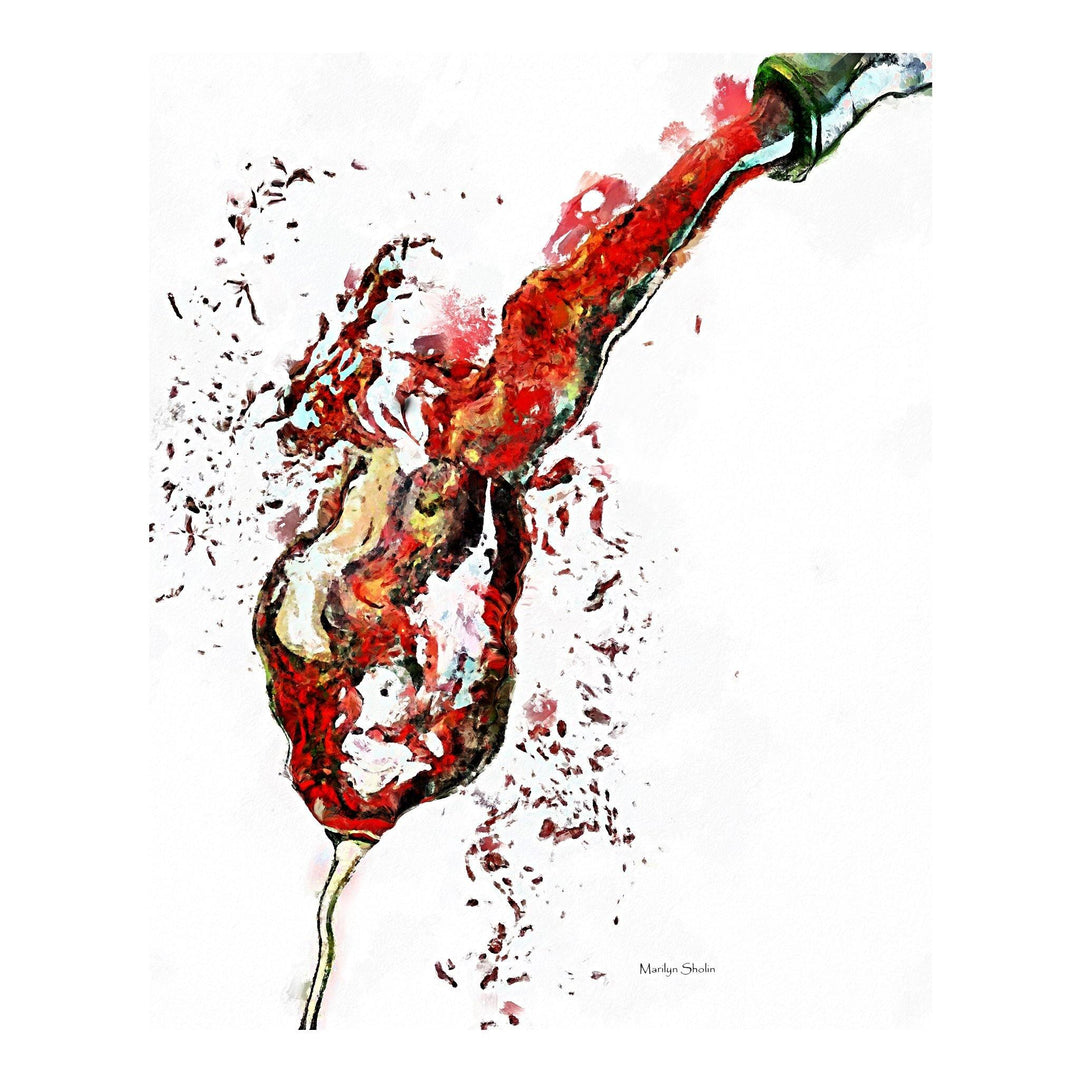 "RED RED WINE" Painting 8"x12" on Dye Infused Metal Ready to Hang - Drunk Girl Art