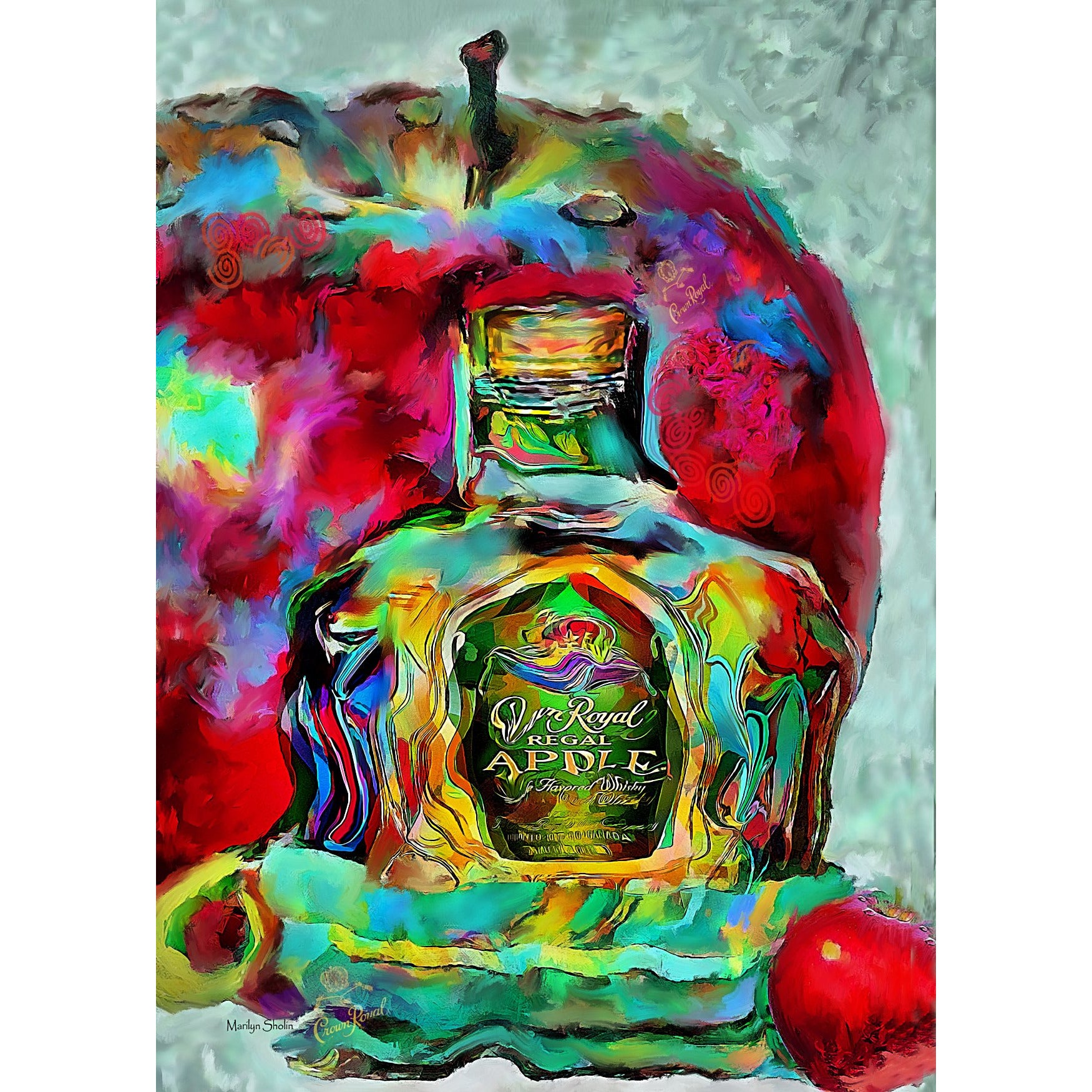 Crown Royal Apple Painting On Metal - Drunk Girl Art