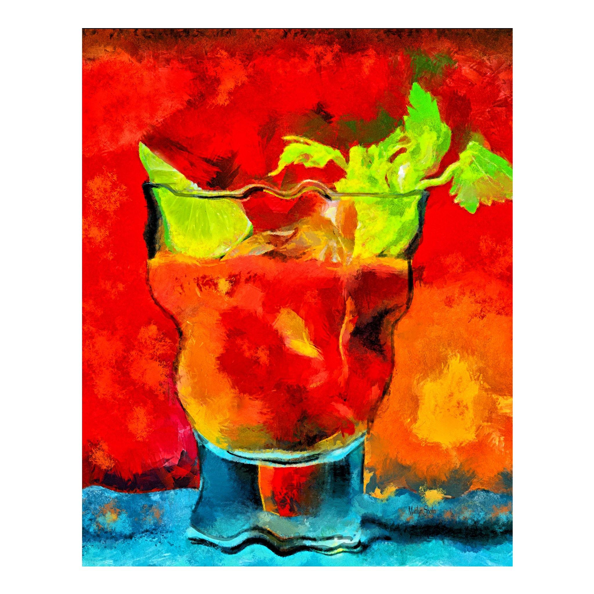 Best Bloody Mary Painting | Fine Art Print & Dye Infused Metals - Drunk Girl Art