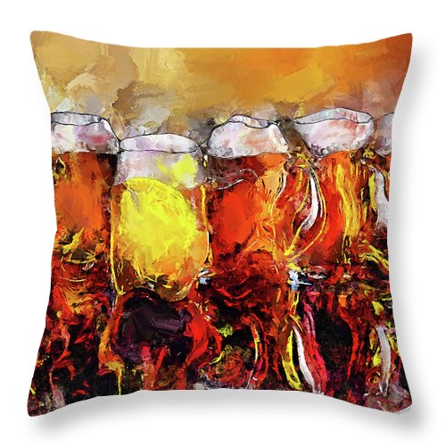 Craft Beer - Throw Pillow - Drunk Girl Art