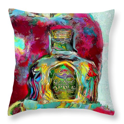 Crown Royal Apple - Throw Pillow - Drunk Girl Art