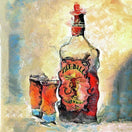 "FIREBALL" Wall Art Painting 8"x12" Dye Infused Metal ready to Hang - Drunk Girl Art