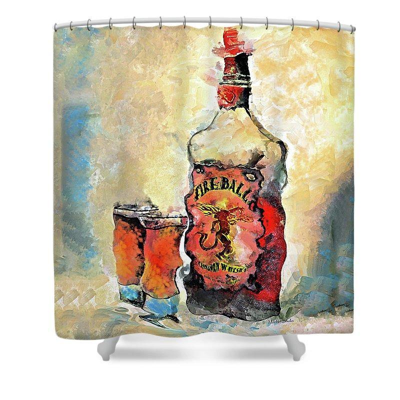 Fireball - Shower Curtain - Drunk Girl Art
