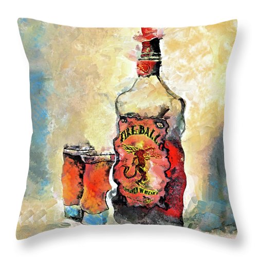 Fireball - Throw Pillow | Drunk-Girl-Art