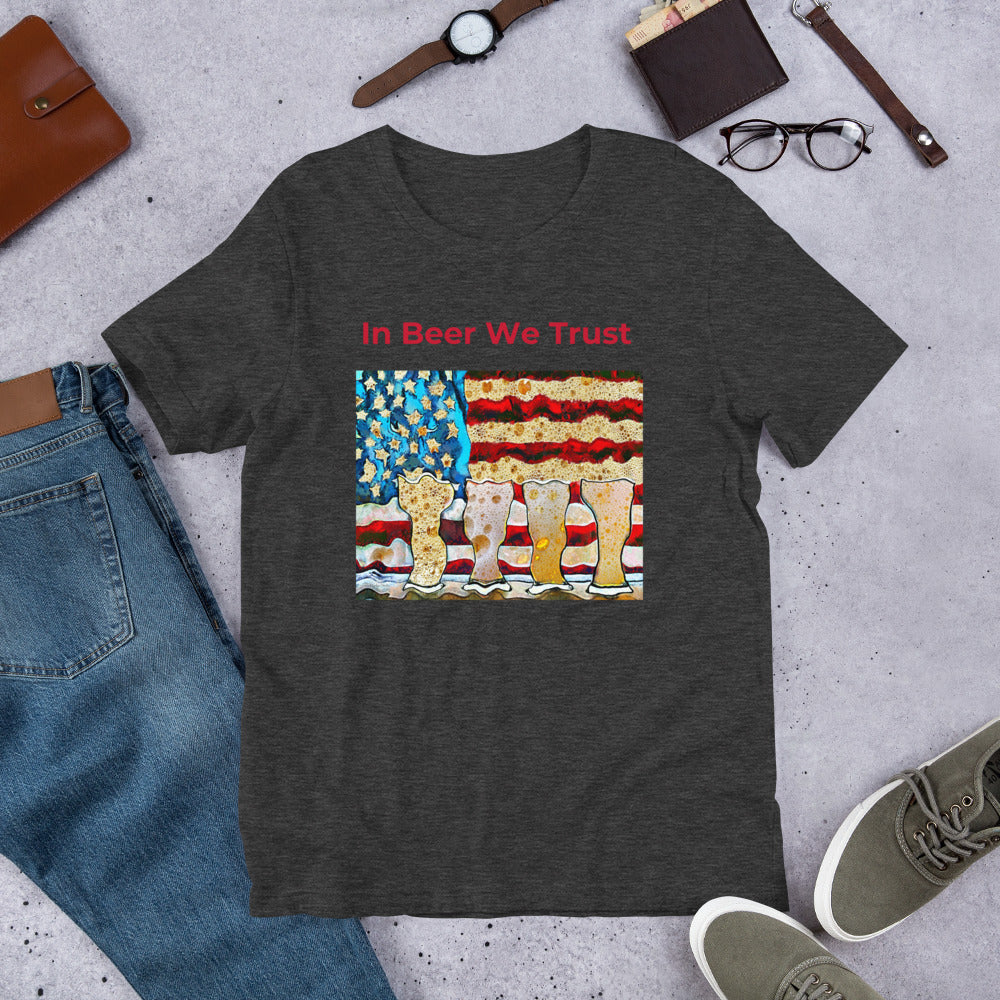 In BEER We Trust Patriotic Beer TShirt - Drunk Girl Art
