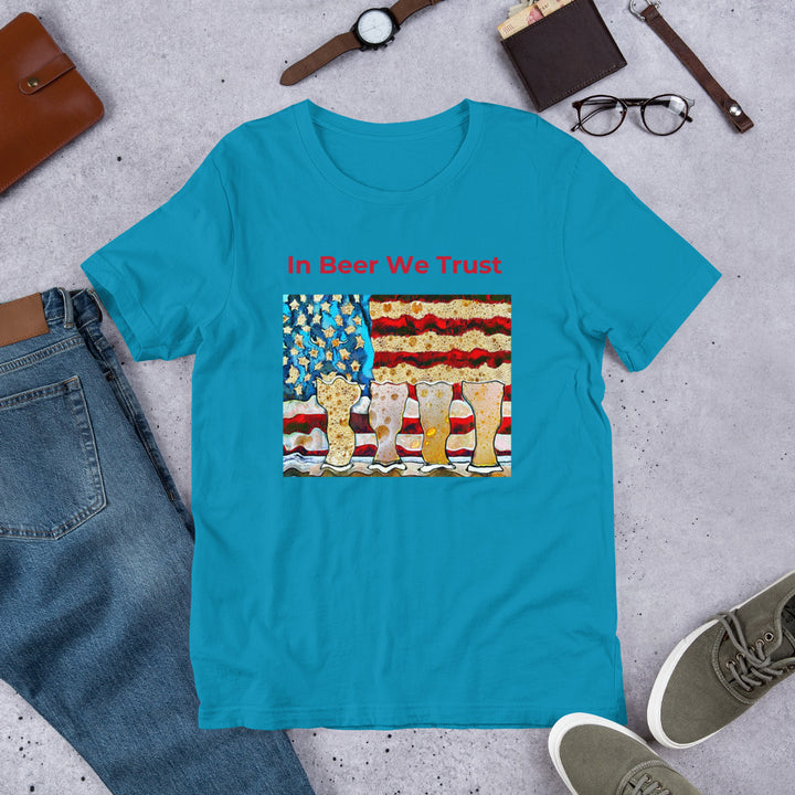 In BEER We Trust Patriotic Beer TShirt - Drunk Girl Art