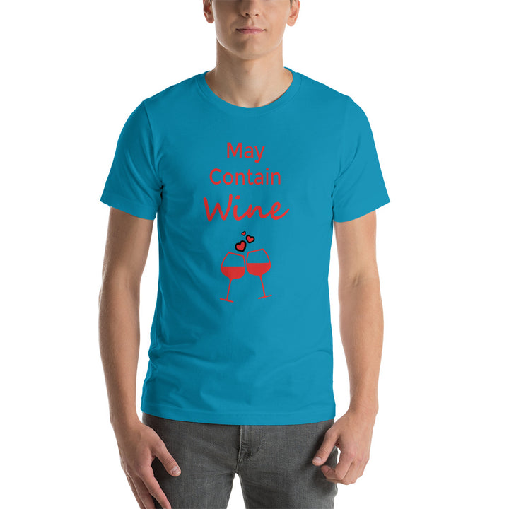 May Contain Wine Short-Sleeve Unisex T-Shirt - Drunk Girl Art