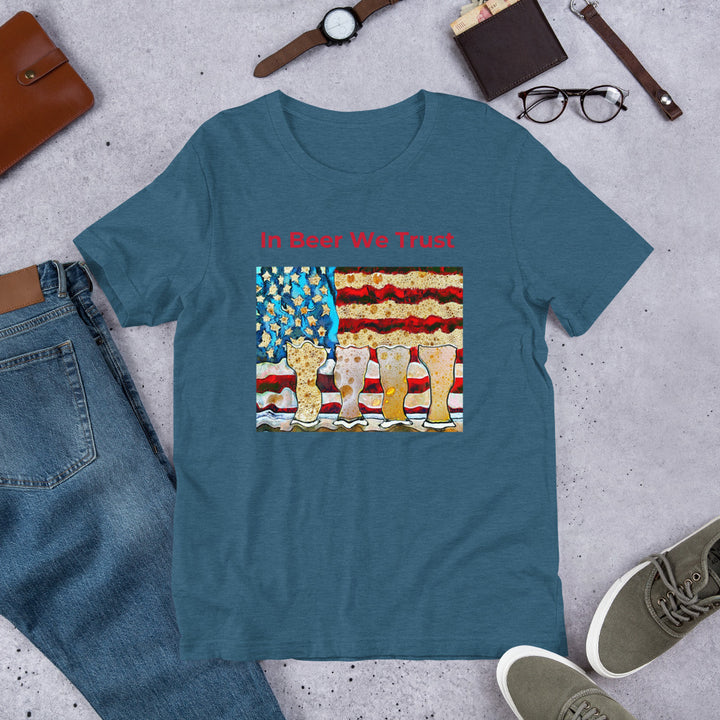 In BEER We Trust Patriotic Beer TShirt - Drunk Girl Art