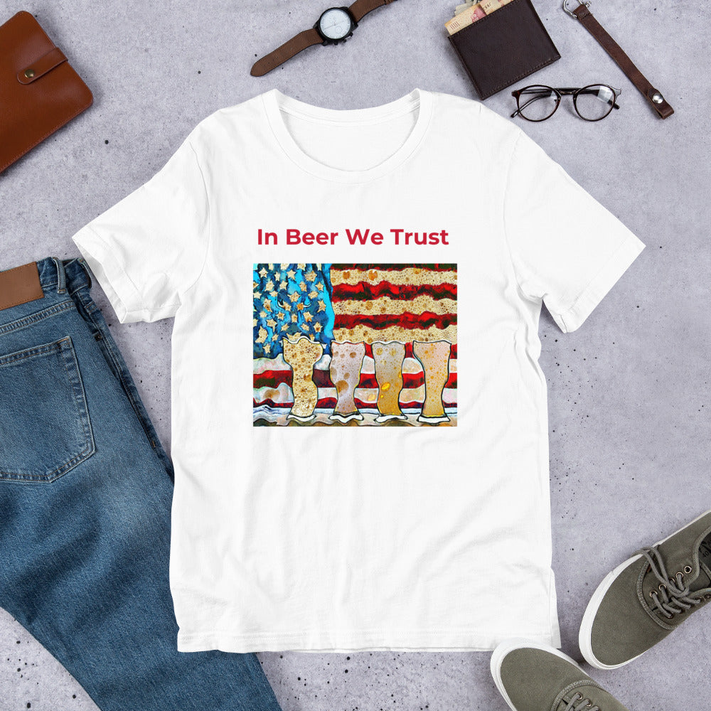 In BEER We Trust Patriotic Beer TShirt - Drunk Girl Art