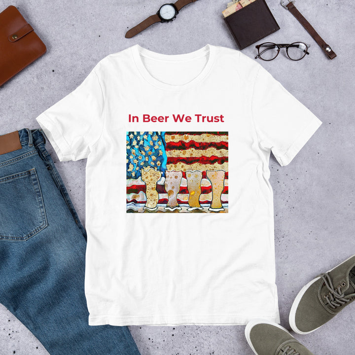 In BEER We Trust Patriotic Beer TShirt - Drunk Girl Art