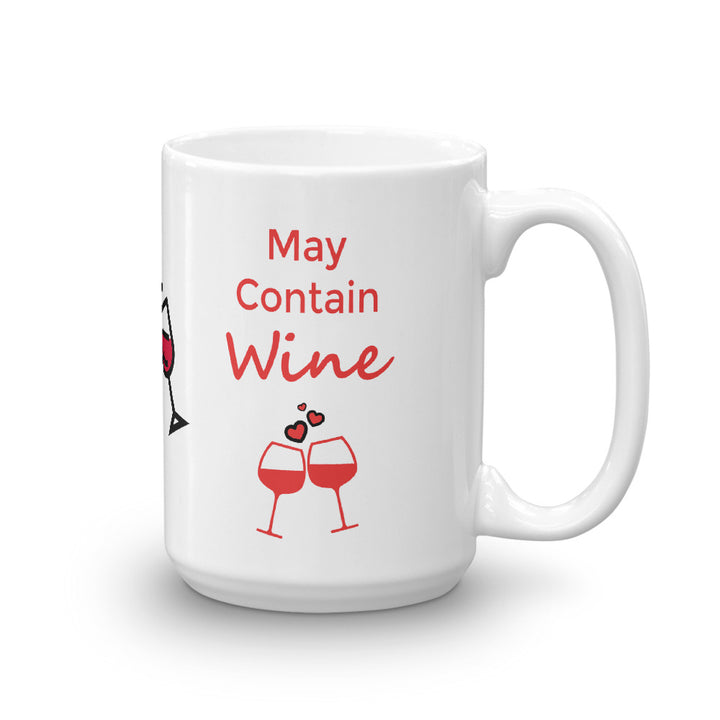 May Contain Wine with Cute Wine Glasses - Drunk Girl Art