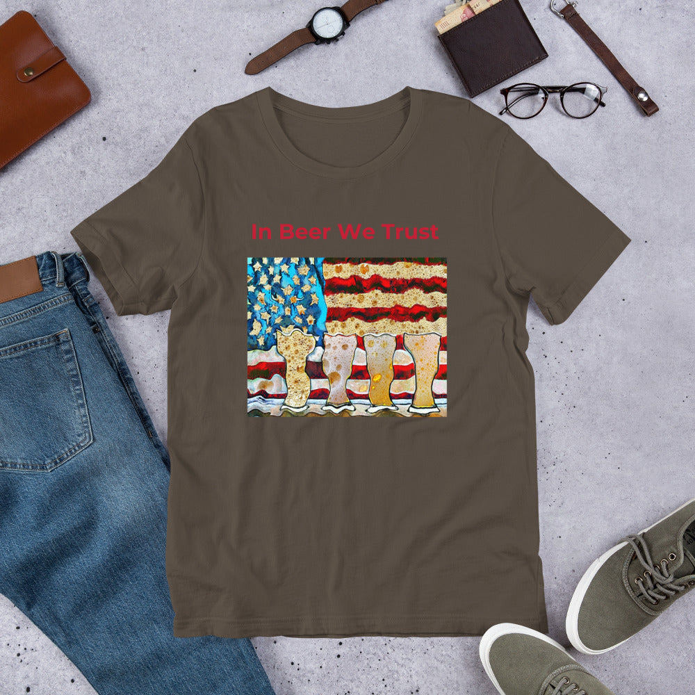 In BEER We Trust Patriotic Beer TShirt - Drunk Girl Art