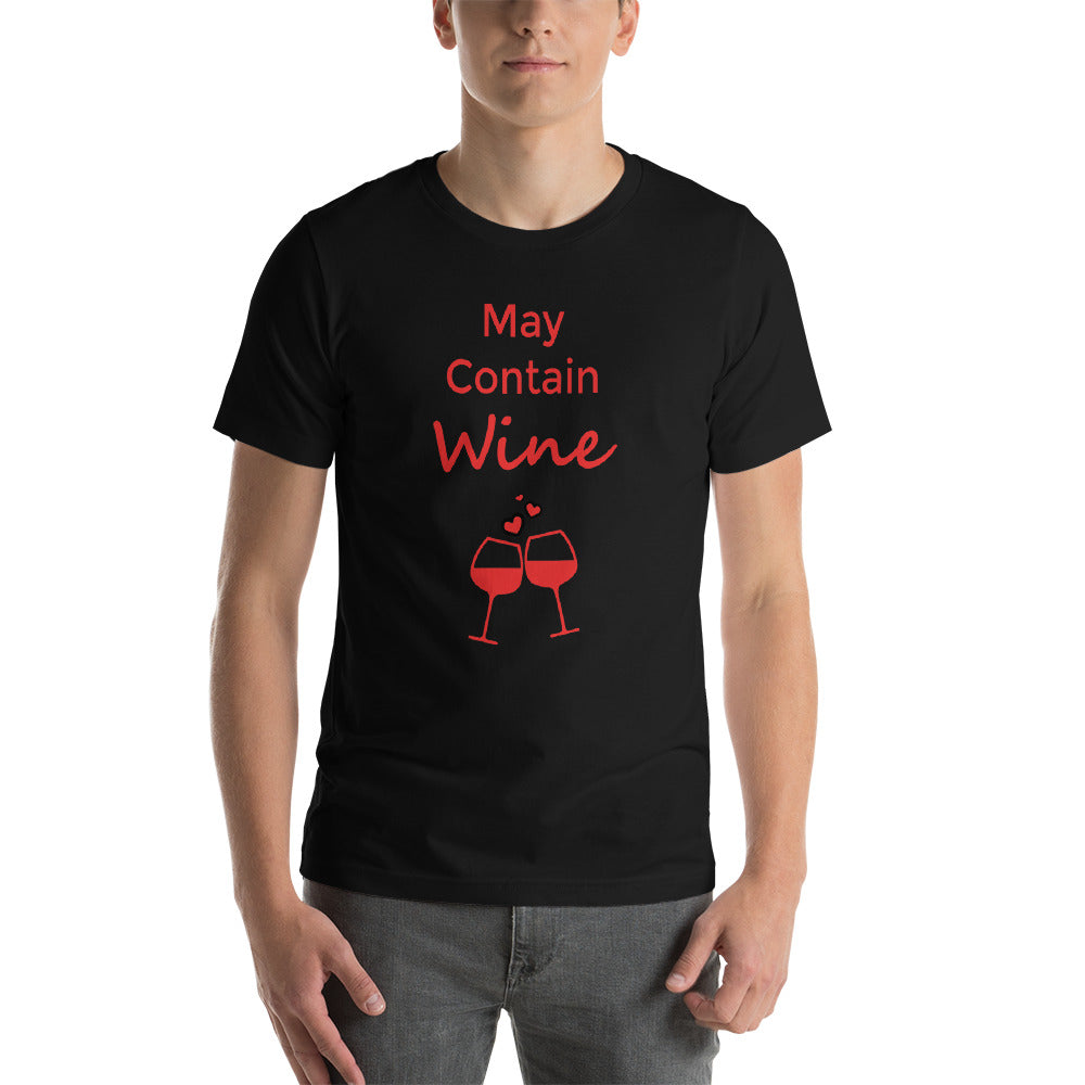 May Contain Wine Short-Sleeve Unisex T-Shirt - Drunk Girl Art
