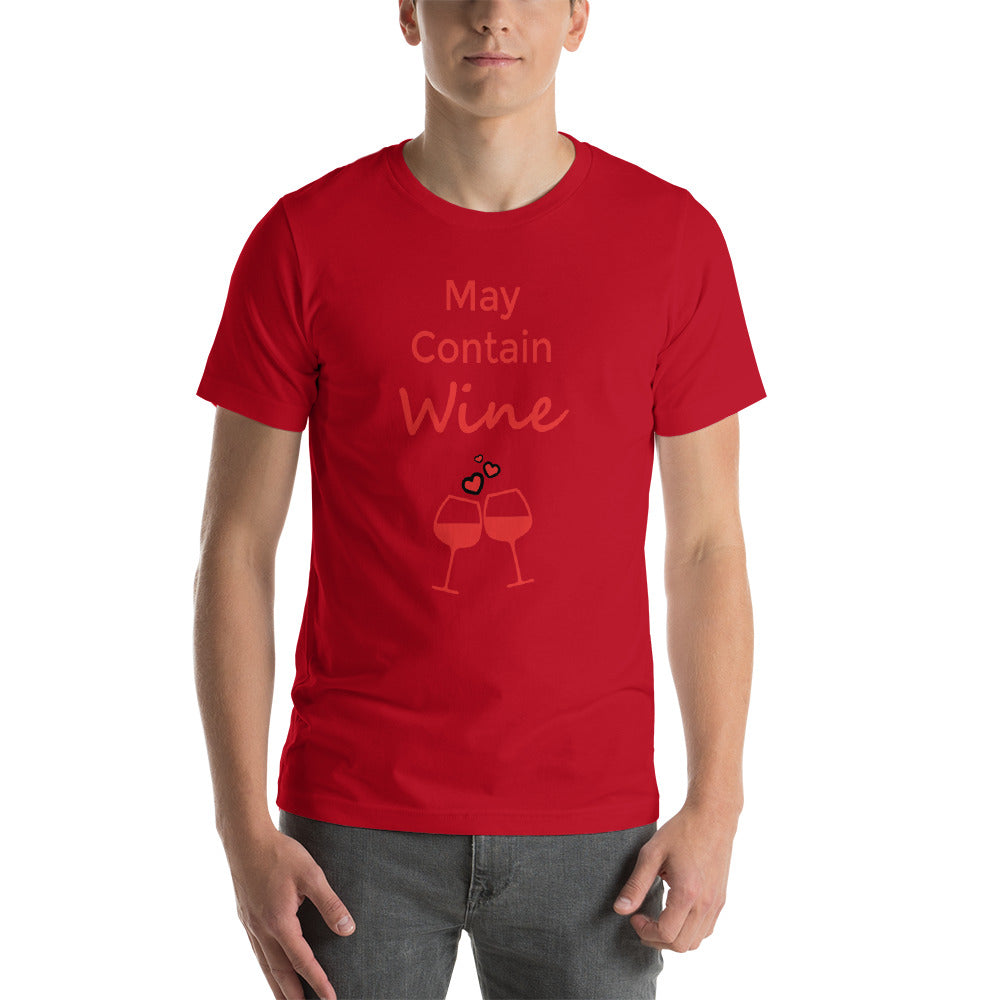 May Contain Wine Short-Sleeve Unisex T-Shirt - Drunk Girl Art