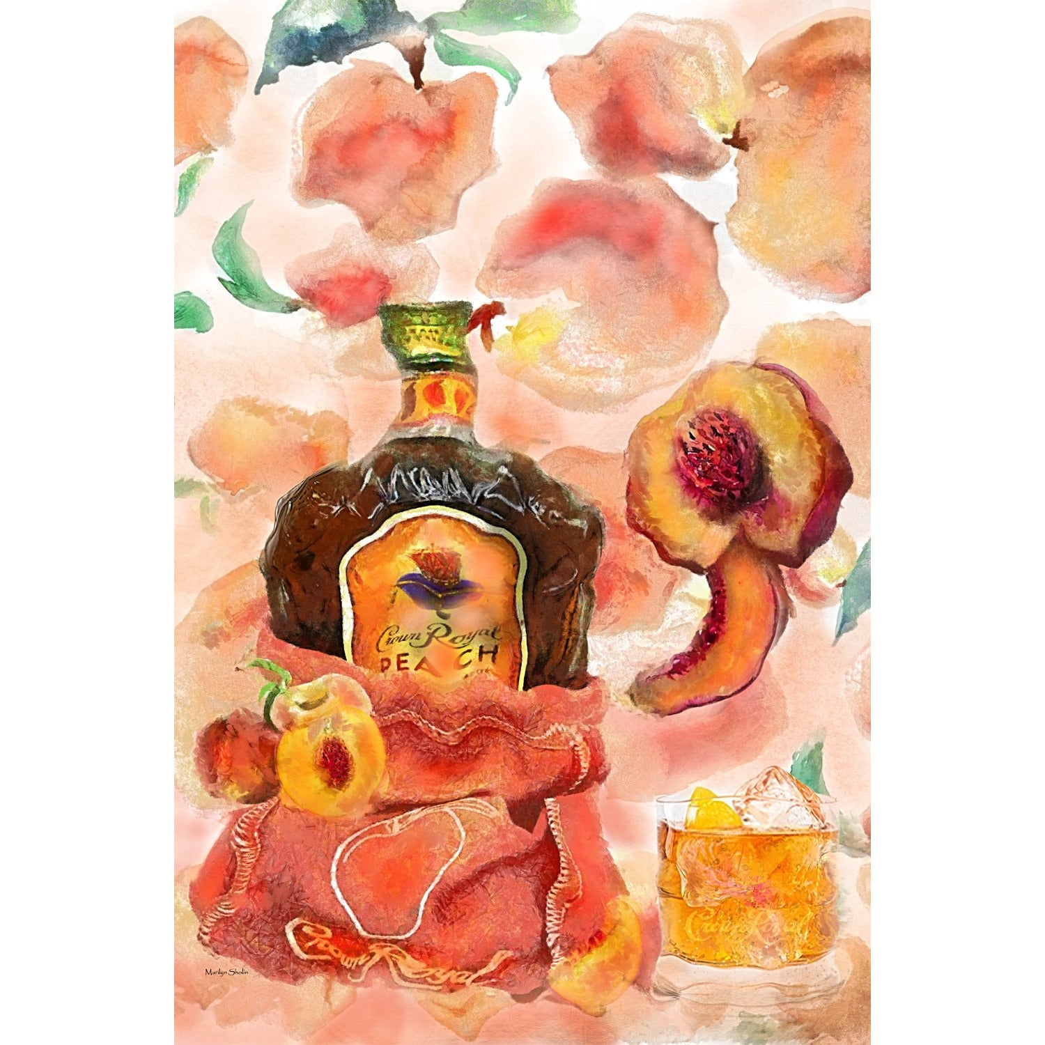 Crown Royal Peach Painting Fine Art Prints - Drunk Girl Art