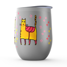 Crazy Cat  Stemless Wine Tumblers - Drunk Girl Art