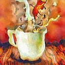 "MORNINGS SUCK" Coffee Wall art 8"x12" Dye Infused Metal Ready to Hang - Drunk Girl Art