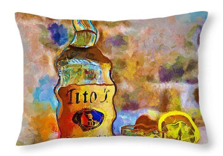 Titos - Throw Pillow - Drunk Girl Art