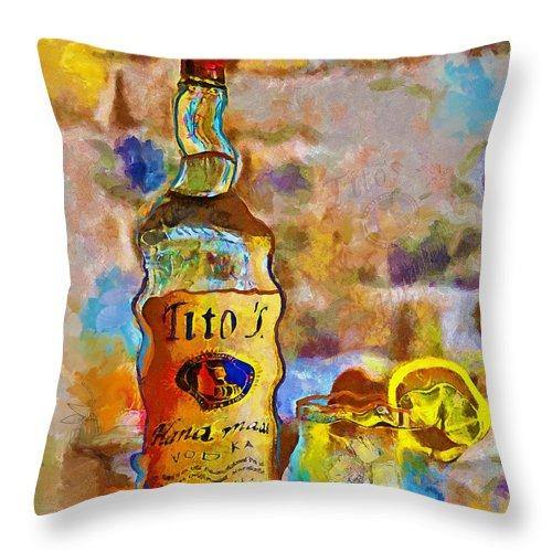 Titos - Throw Pillow - Drunk Girl Art